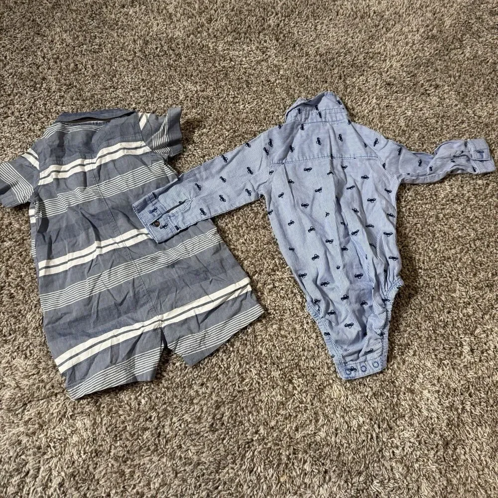 Carter’s Baby Boy Outfit Lot 18M Romper & Long Sleeve Button Shirt